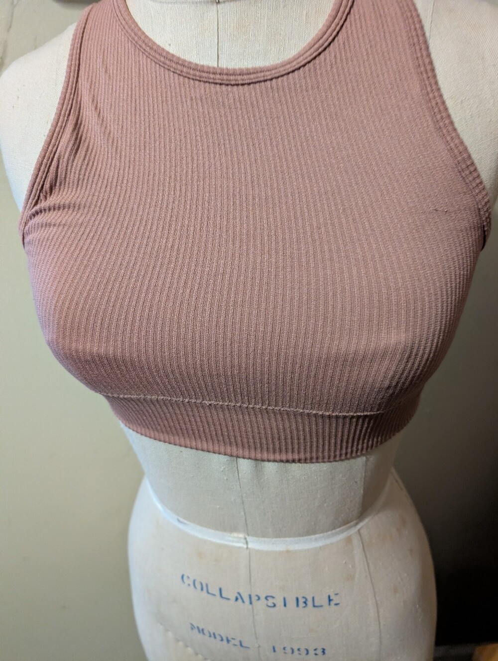 NWT SKIMS Stretch Rib High Neck Bra Rose Clay - Size: S/M
